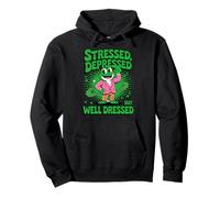 Stressed Depressed But Well Dressed Funny Frog Adult Humor Sudadera con Capucha