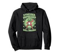 Stressed Depressed But Well Dressed Funny Frog Adult Humor Sudadera con Capucha
