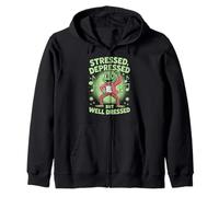 Stressed Depressed But Well Dressed Funny Frog Adult Humor Sudadera con Capucha
