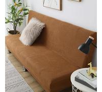 Stretch Armless Sofa Bed Cover For 2/3 Seat Futons, Elastic Slipcover Protector For Folding Sofa Beds, Non-Slip Furniture Cover(D-Coffee B,M:160-190CM(63-74in))