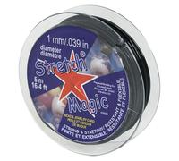 Stretch Magic Cordón elástico para bisutería - Color Negro, 1 mm de diámetro, 5 Metros (16,4 pies) - Fácil de anudar, Resistente y elástico para la elaboración de Joyas con Cuentas.