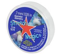 Stretch Magic Cordón elástico para bisutería - Color Transparente, 0,7 mm de diámetro, 5 Metros (16,4 pies) - Fácil de anudar, Hilo Resistente y elástico para la elaboración de bisutería.