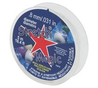 Stretch Magic Cordón elástico para bisutería - Color Transparente, 0,8 mm de diámetro, 5 Metros (16,4 pies) - Fácil de anudar, Hilo Resistente y elástico para la elaboración de bisutería.