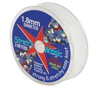 Stretch Magic Cordón elástico para bisutería - Color Transparente, 1,8 mm de diámetro, 3 Metros (9,8 pies) - Fácil de anudar, Resistente y elástico para la elaboración de Joyas con Cuentas.