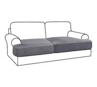 Stretch T Cushion Sofa Slipcover T Cushion Covers for Living Room Armchair Couch Cover Cushion Slipcover Seat Cover with Elastic Bands Thicker Jacquard Fabric (2 plazas,Gris Claro)