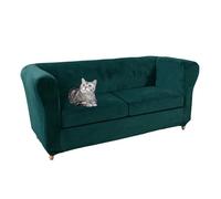 Stretch Velvet Chesterfield Sofa Cover Set 1 2 3 Pieces Washable Slipcovers for Curved Loveseat & Small Seats Furniture Protector (Green)