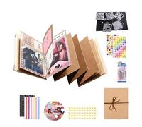 Stretchable Folding Photo Album - 6x8 Inch DIY Kit Accordion Scrapbook, 99+ Inch Thick Kŕaft Paper Scrap Book | Craft Memory Book For Wedding, Baby Shower, Graduation, Travelers, Couples Gift Set