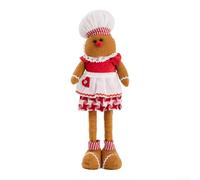 Stretchable Leg Cookie Man Plush Doll 48cm Christmas Decor | Soft Plush Fabric, PP Cotton Filled, Adjustable Height 35-48cm, Festive Red-white Outfit, para ideal For Home Decor And Gifts