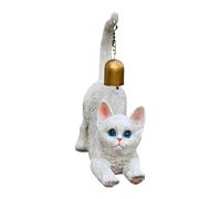 Stretching Cat Figurine - Resin Decorative Animal Sculpture With Bell Tail Accent, Cute Collectible Ornament For Home And Garden Display | For Living Room Desk Balcony Entryway Yard Indoor Outdoor