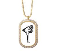 Stretching Yoga Girl Keep Outline - Collar con colgante de diamantes de cristal dorado