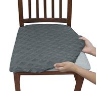 Stretchy Waterproof Chair Covers,Solid Color Gray Removable Stretch Chair Seat Cushion Slipcovers Protector,Durable,Stylish & Easy-Clean, Slipcovers Removable for Kitchen Wedding Party (L,8PCS)