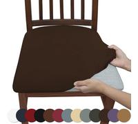 Stretchy Waterproof Chair Covers,Solid Color Gray Removable Stretch Chair Seat Cushion Slipcovers Protector,Durable,Stylish & Easy-Clean, Slipcovers Removable for Kitchen Wedding Party (C,8PCS)