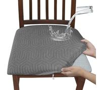 Stretchy Waterproof Chair Covers,Solid Color Gray Removable Stretch Chair Seat Cushion Slipcovers Protector,Durable,Stylish & Easy-Clean, Slipcovers Removable for Kitchen Wedding Party (V,4PCS)