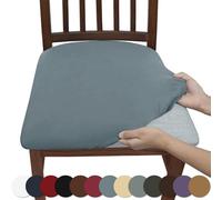 Stretchy Waterproof Chair Covers,Solid Color Gray Removable Stretch Chair Seat Cushion Slipcovers Protector,Durable,Stylish & Easy-Clean, Slipcovers Removable for Kitchen Wedding Party (F,1PCS)