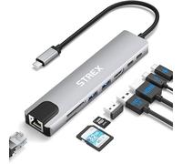 Strex 8 en 1 USB C Hub - Docking Station - Divisor USB - 4K HDMI - USB A - USB C - Ethernet - Micro SD - Compatible con ordenador portátil, Macbook, Windows