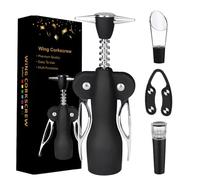 Streysisl Abridor de botellas de vino, juego de abridor de vino de acero inoxidable, sacacorchos manual, accesorios de abridor de vino para hombres, mujeres, amantes del vino, camareros