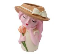 Streysisl Maceta de Lady Head | Maceta de retrato para interiores | Maceta creativa de escultura novedosa, soporte para plantas bonsái de escultura artística para flor de cactus