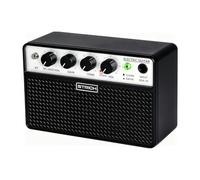 STRICH Amplificador de Guitarra Eléctrica de 2 x 5 W - Amp de práctica para Guitarra portátil y Recargable con Canales limpios y distortión, Salida de Auriculares de 1/8 para Principiantes, Negro