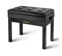 STRICH Banco de piano ajustable con almacenamiento, banco de teclado de madera maciza con estantería, asiento de silla con cojín de esponjas de alta densidad para tienda de piano, estudio de escuela