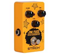 STRICH Jimi Fuzz Pedal - Mini Fuzz para guitarra eléctrica compacta, sonido clásico, True Bypass, vol/tono/controles de ganancia ajustables, Naranja