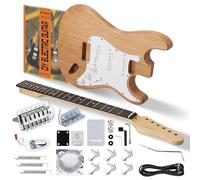 STRICH Kit de guitarra eléctrica de bricolaje, cuerpo de caoba estilo ST y guitarra de cuello de arce con pastillas SSS, kit fácil de montar con todas las piezas incluidas, construye tu propia