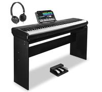 STRICH Piano de teclado con peso de 88 teclas con soporte y pedal de sostener, piano digital de acción de martillo, teclado de piano eléctrico de tamaño completo compatible con conexión USB-MIDI