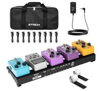 STRICH - Tablero de pedal de guitarra con fuente de alimentación integrada, tablero de pedal pequeño de 15 x 5.1 pulgadas, aleación de aluminio ligero de 1.4 libras, pedalboard con cables de pedal,