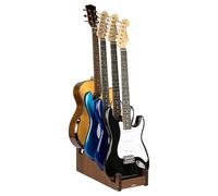 STRICH Wooden Guitar Stand for Multiple Guitars, 4-Holder, Front Display Space-Saving Floor Guitar Rack for Home, Studio, Stage, Walnut Color, L-3E1AW (For 3 Electric+1 Acoustic)