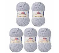 Strickfein Himalaya 80325 Dolphin Baby - Ovillo de lana para tejer (6), 100 g, 120 m, aguja de 6,5 mm, 5 x 100 g, color gris claro