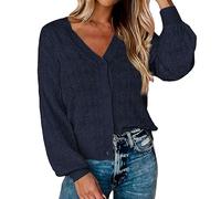 Strickjacke Damen V-Ausschnitt Cardigan Elegant Einfarbig Kurz Strickmantel Pullover Herbst Winter Strickpullover Jacke Cardigan Leicht Bolero Jäckchen mit Knöpfe Weiche Jacke, R Blau, L