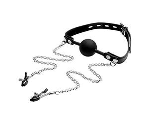 Strict Silicone Ball Gag With Nipple Clamps 100 g