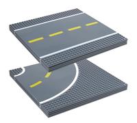 Strictly Briks - Bases para Construir - Imitan Carreteras, Calles o Caminos - 100% Compatible con Todas Las Grandes Marcas - 25,4 x 25,4 cm - 4 Rectas y 4 Curvas