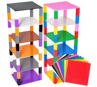 Strictly Briks Pack de 12 Bases con Ladrillos separadores 2 x 2 - Construcción en Forma de Torre - Compatible con Todas Las Marcas - 15,24 x 15,24 cm - Blanco, Transparente, Gris, Negro, marrón y más