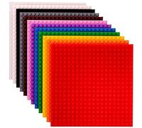 Strictly Briks - Pack de 12 Bases para Construir - Compatibles con Todas Las Grandes Marcas - 15,24 x 15,24 cm - Verde, Azul, Transparente, marrón, Gris y más