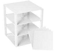 Strictly Briks Pack de 4 Bases apilables con Ladrillos separadores 2 x 2 - Construcción en Forma de Torre - Compatible con Todas Las Marcas - 25,4 x 25,4 cm - Blanco