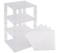 Strictly Briks Pack de 4 Bases con Ladrillos separadores 2 x 2 - Construcción en Forma de Torre - Compatible con Todas Las Marcas - 15,24 x 15,24 cm - Transparente