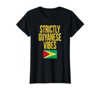Strictly Guyanese Vibes Guyana Flag Carnival Camiseta gráfica económica, Mujer, Negro, M