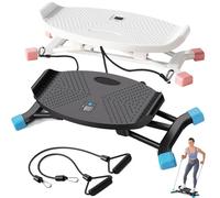 Stridon Balance Board, with Resistance Bands, Portable Ski Balancing Machine Featuring LCD Monitor, 441 lbs Capacity Waist twister Balance Trainer for Full Body Workout (White+black)