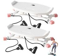 Stridon Balance Board, with Resistance Bands, Portable Ski Balancing Machine Featuring LCD Monitor, 441 lbs Capacity Waist twister Balance Trainer for Full Body Workout (White+ White)