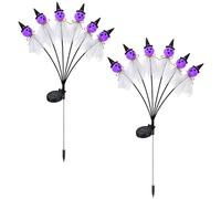Striegro 2 Luces solares para Camino Fantasma, 6 Luces Fantasma de estaca de Halloween, LED Morado.