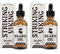 Striking Viking Aceite de barba para hombres - Fórmula orgánica natural con aceites de árbol de té, argán y jojoba para hombres (2 Fl Oz (Pack of 1), Sin fragancia) (Paquete de 2)