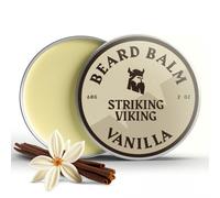 Striking Viking Bálsamo para barba para hombre, 2 onzas, aroma a vainilla, hidratante de fijación ligera y acondicionador de barba para hombres que suaviza y nutre el vello facial grueso con manteca