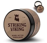 Striking Viking Manteca para barba - Aroma a sándalo, 113 g - Hidratante no grasa - Mantén tu barba hidratada y fresca - Aroma duradero - Fácil de sujetar y aplicar