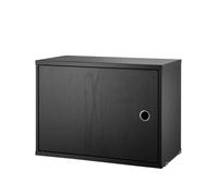 String Cabinet con puerta batiente String Fresno teñido de negro. 58x30 cm