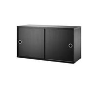 String Cabinet con puertas correderas String Fresno teñido de negro. 78x30 cm
