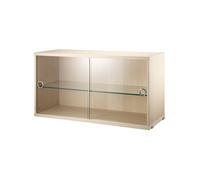 String Cabinet vitrina con puertas correderas de cristal String 78 cm Fresno