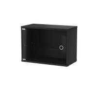 String Cabinet vitrina con puertas correderas de cristal String Fresno teñido de negro. 58x30 cm