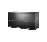 String Cabinet vitrina con puertas correderas de cristal String Fresno teñido de negro. 78x30 cm