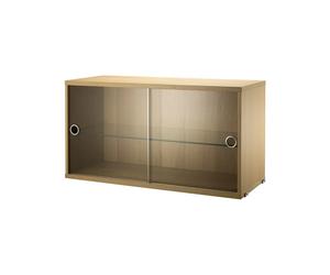 String Cabinet vitrina con puertas correderas de cristal String Roble. 78x30 cm