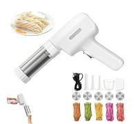 String Hopper Maker Electric 5-in-1 Cordless Handheld Pasta Maker with Interchangeable Molds, Portable Noodle Machine for String Hoppers, Spaghetti, Linguine & More (White)